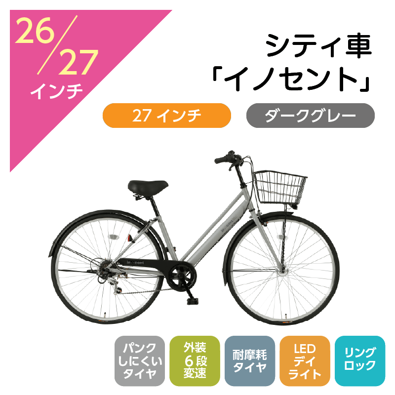 104 シティ車「イノセント」27インチ ダークグレー [4/7(火)受取]