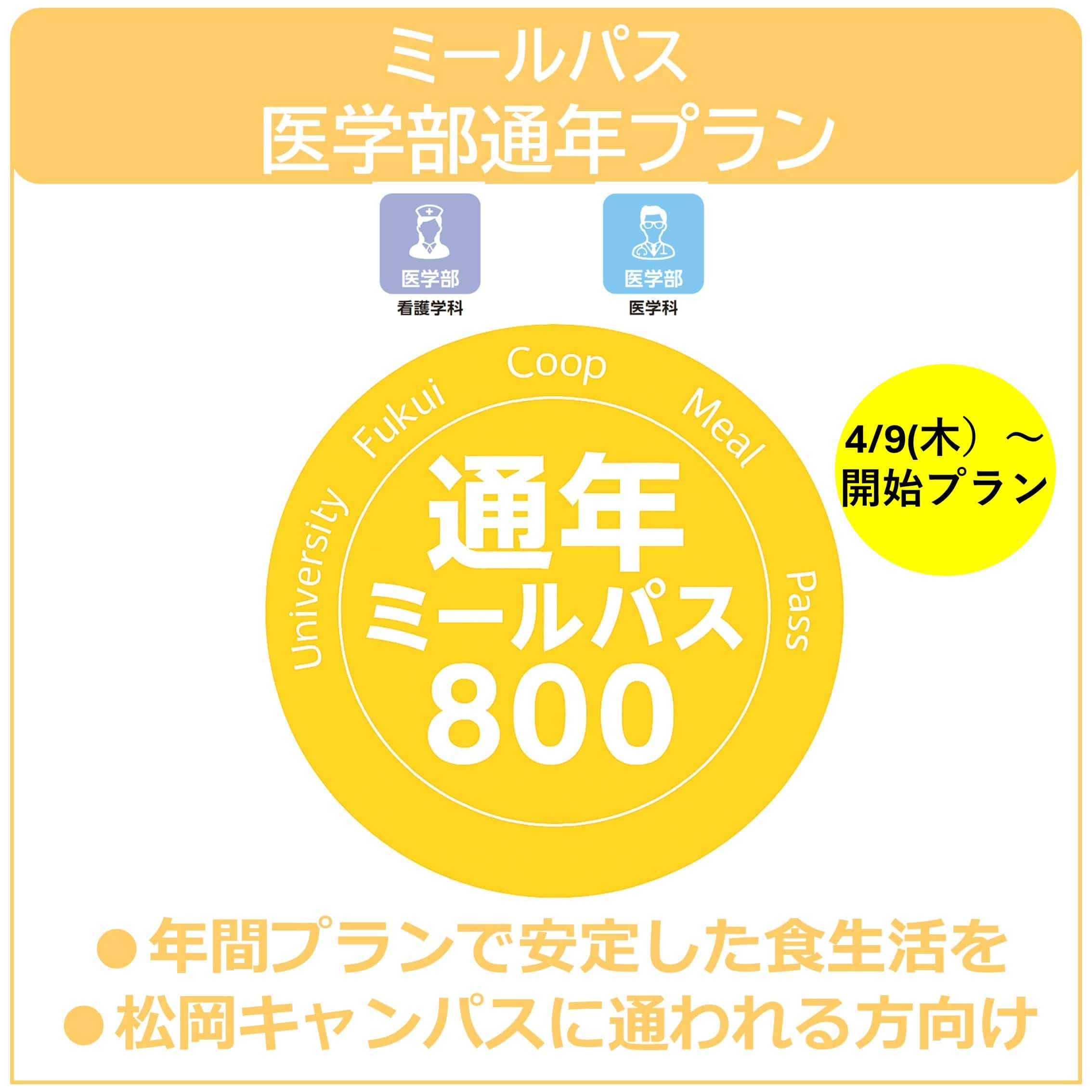 【4/9利用開始】26新入生ミールパス医学科通年プラン