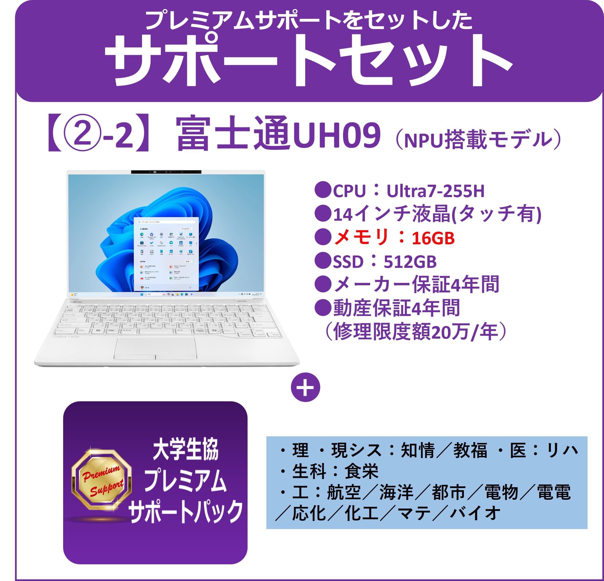 【②-2】富士通 UH09 ＋プレミアムサポートセット