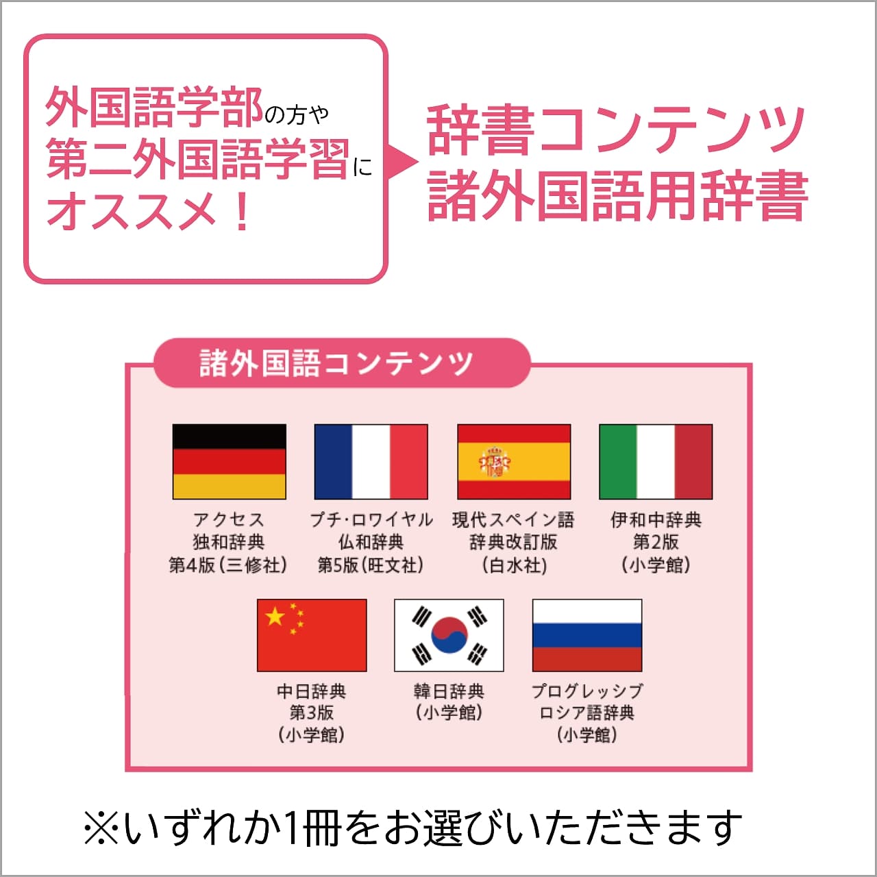 PCスマホ用 辞書コンテンツ 諸外国語用辞書(4月以降に言語選択)