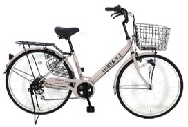 【584】26インチオートライト付き6段軽快車　マットベージュ